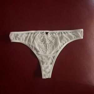 Sheer Lace Thong Panty White